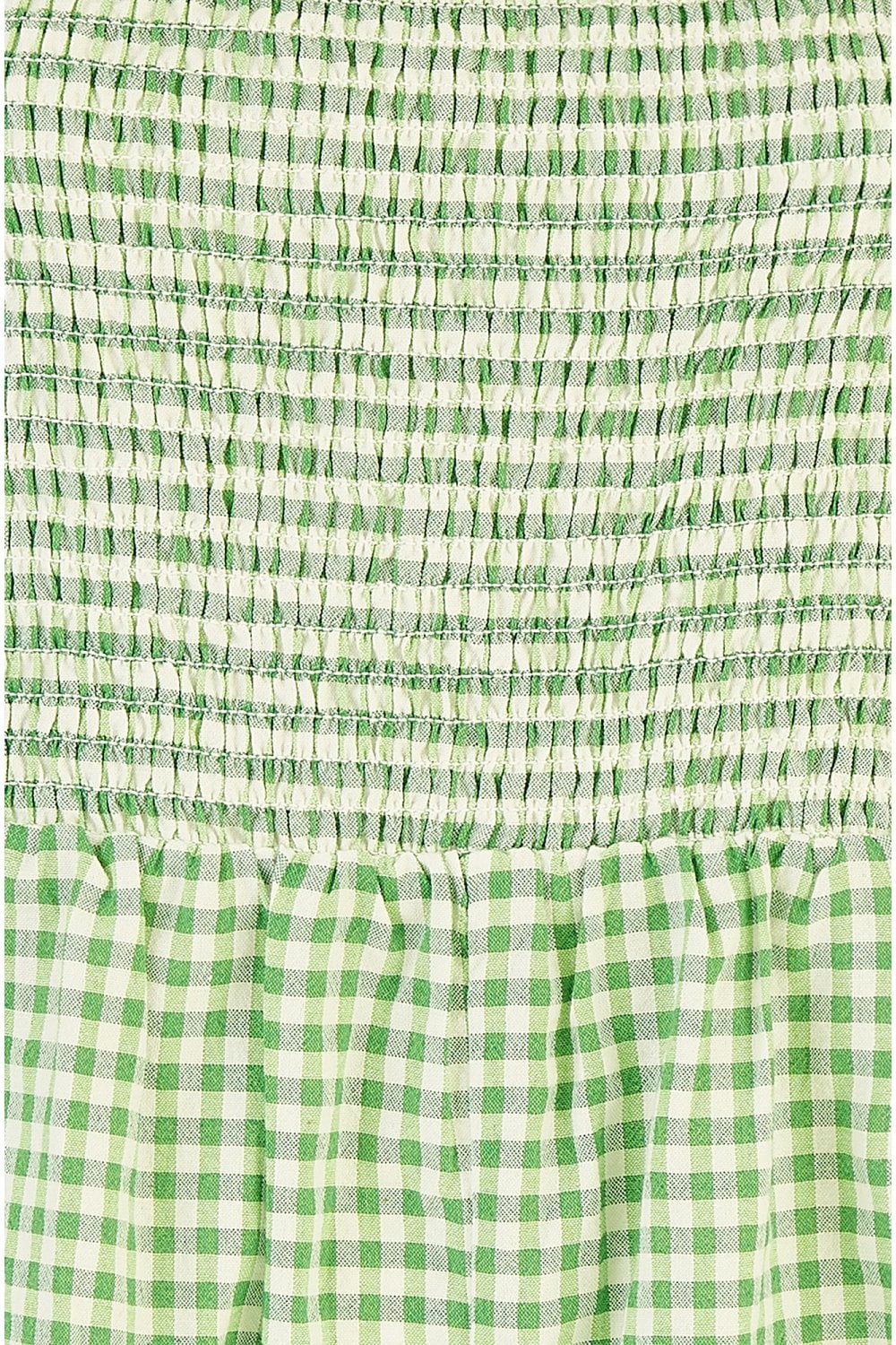 Yumi Green Cotton Gingham Puff Sleeve Playsuit Yumi