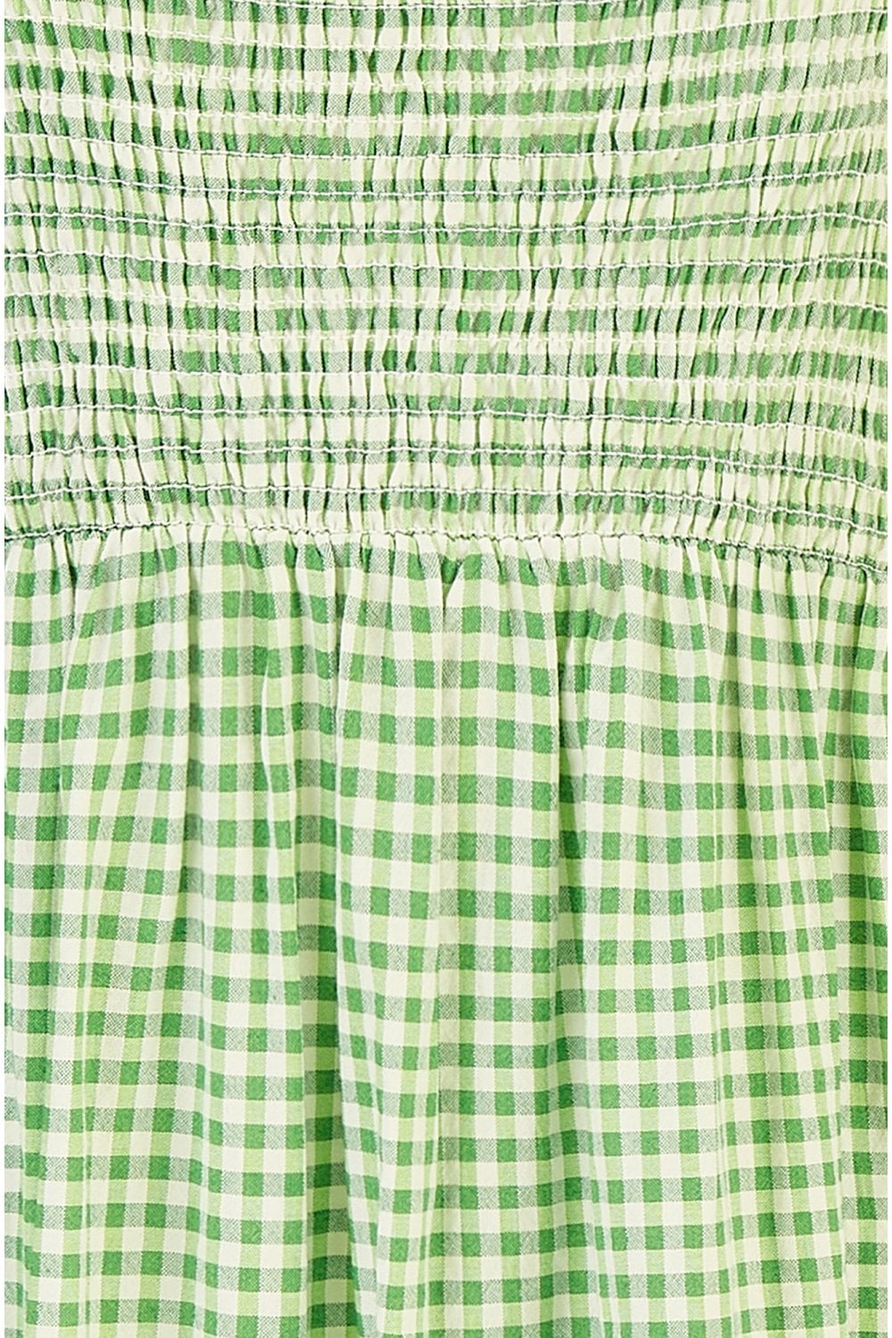 Yumi Green Cotton Gingham Smock Puff Sleeve Midi Dress Yumi