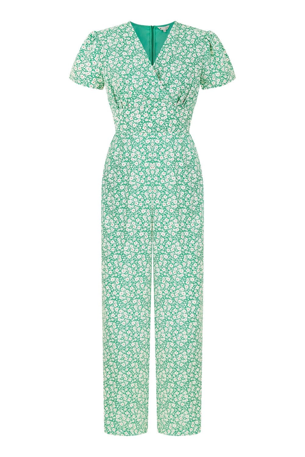 Yumi Green Ditsy Floral Wrap Jumpsuit Yumi