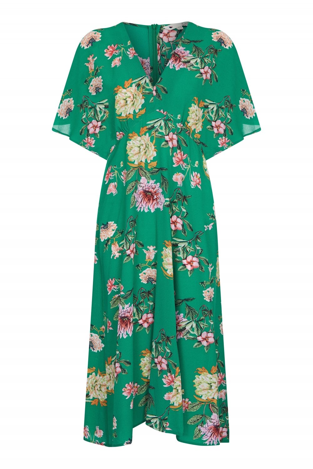 Yumi Green Floral Kimono Midi Dress Yumi