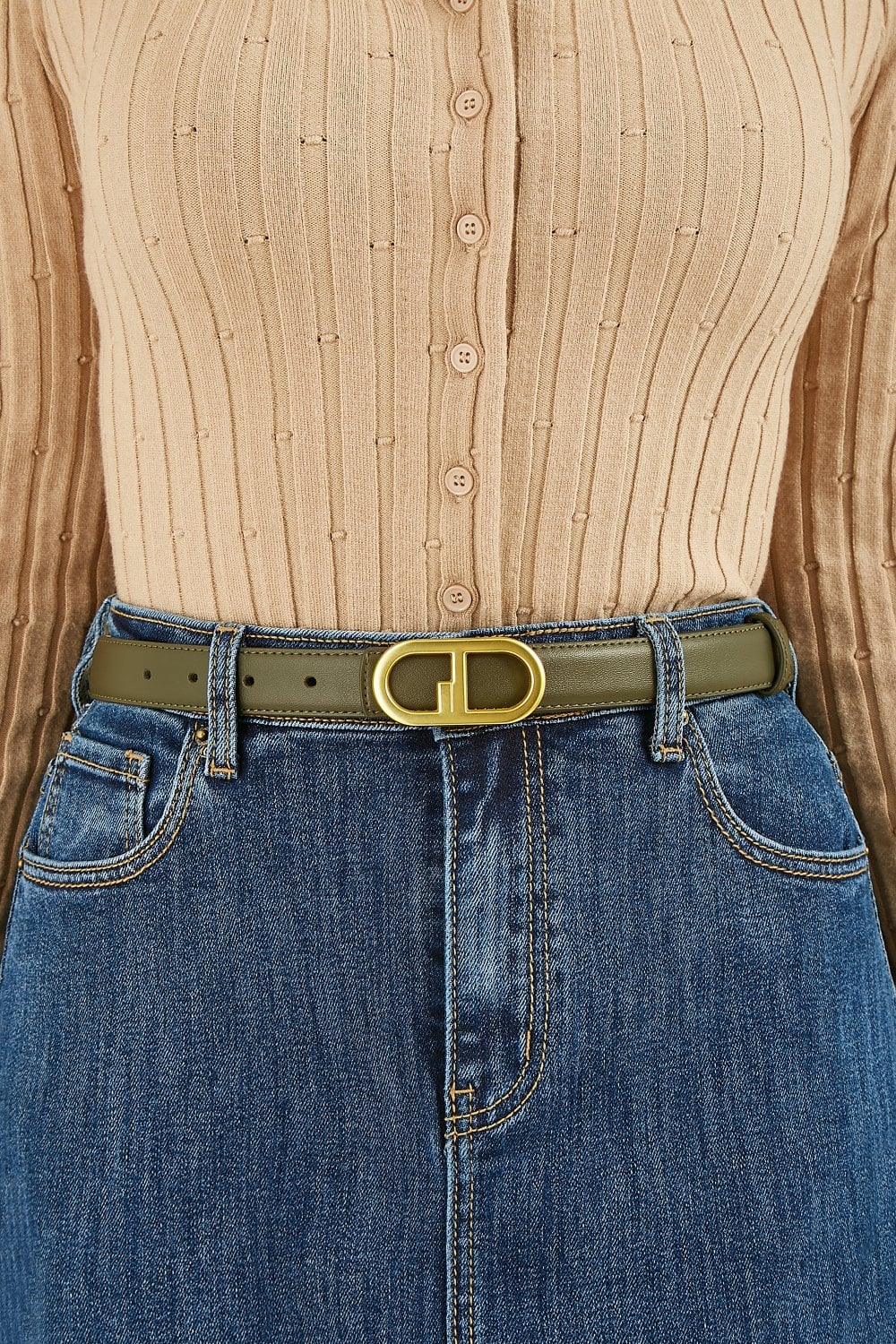 Yumi Green Gold Retro Gold Buckle Belt Yumi