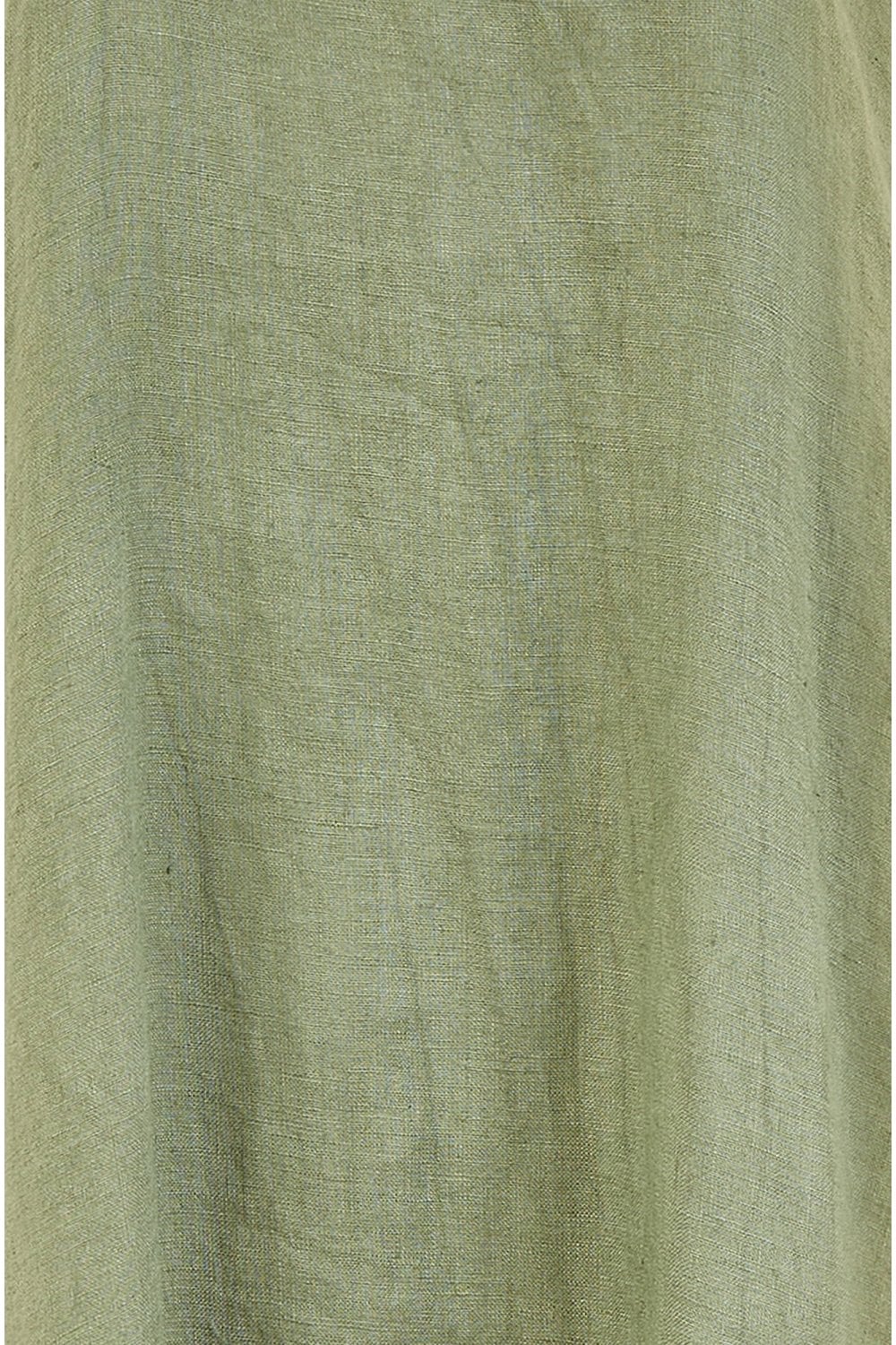 Yumi Green Italian Linen Relaxed Fit Midi Sundress Yumi