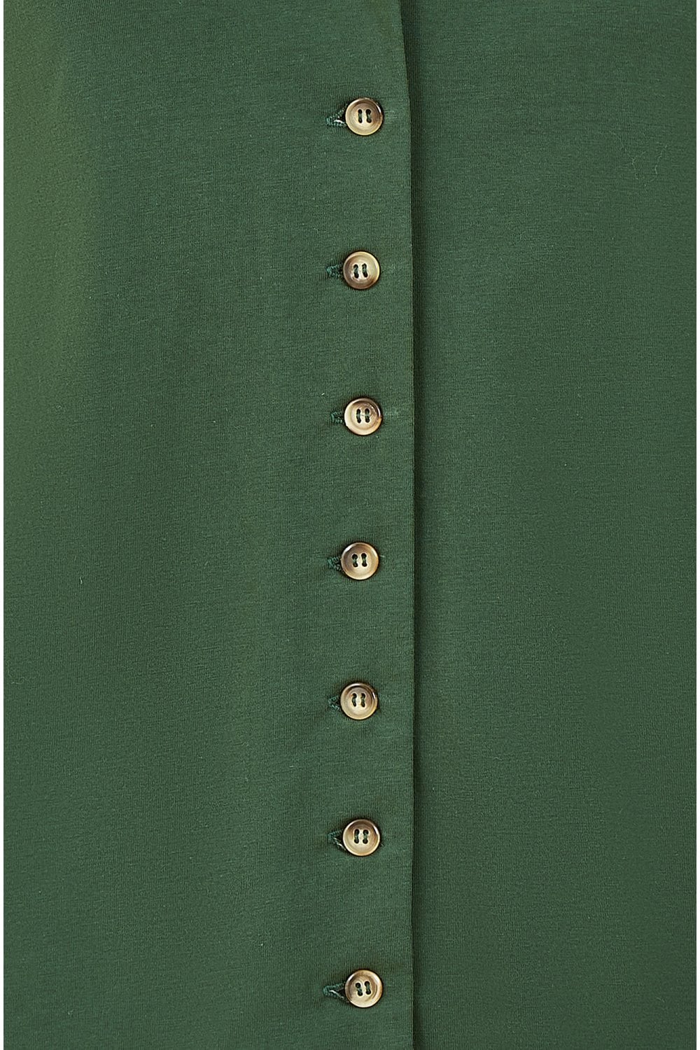 Yumi Green Jersey Button Detail T-Shirt Yumi