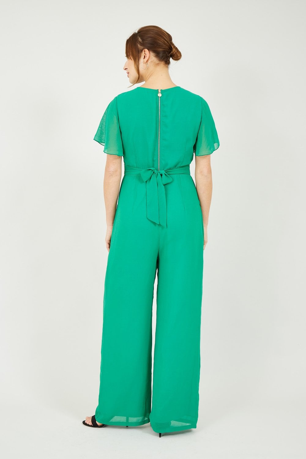 Yumi Green Jumpsuit With Angel Sleeves Yumi