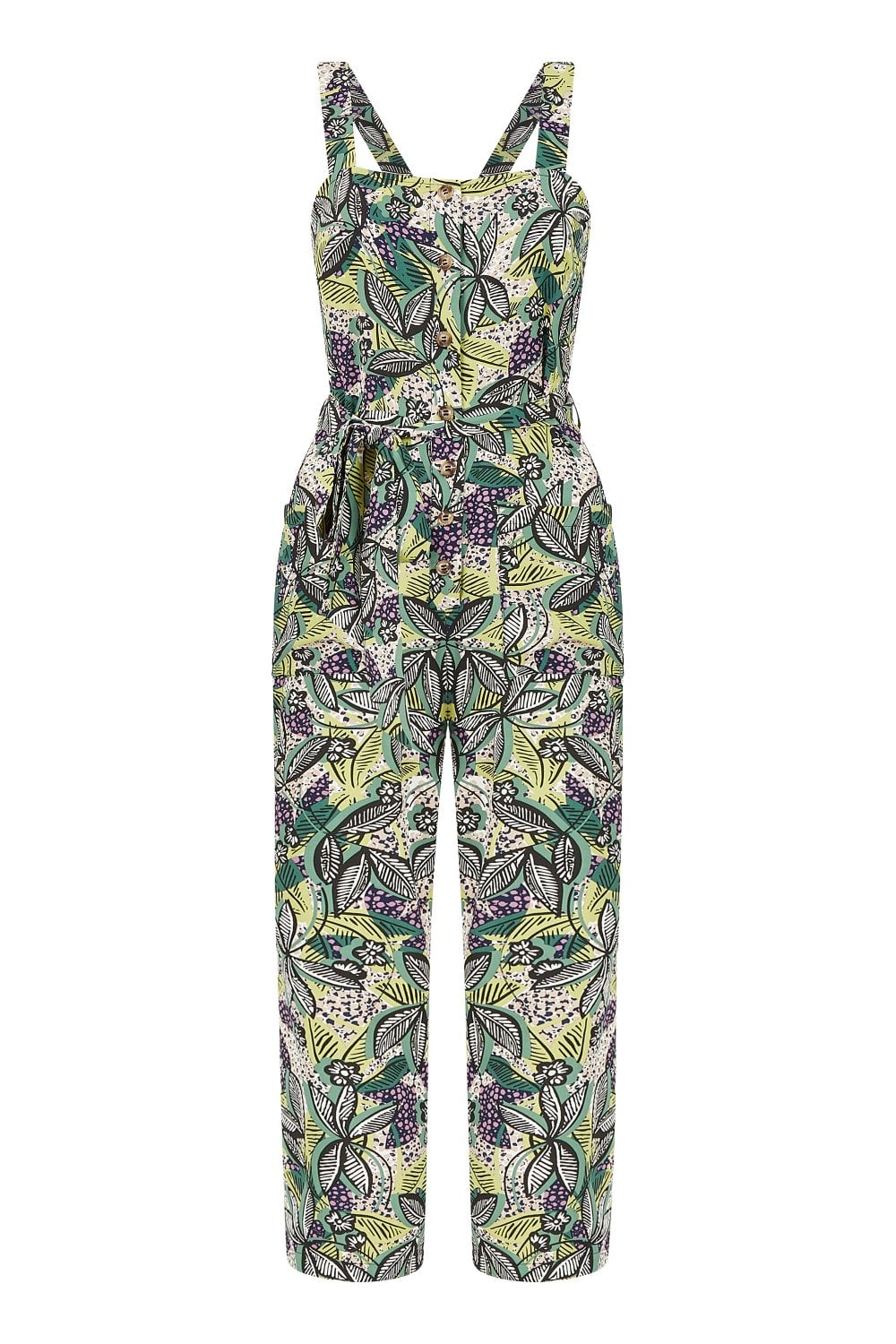 Yumi Green Leaf Print Jumpsuit Yumi