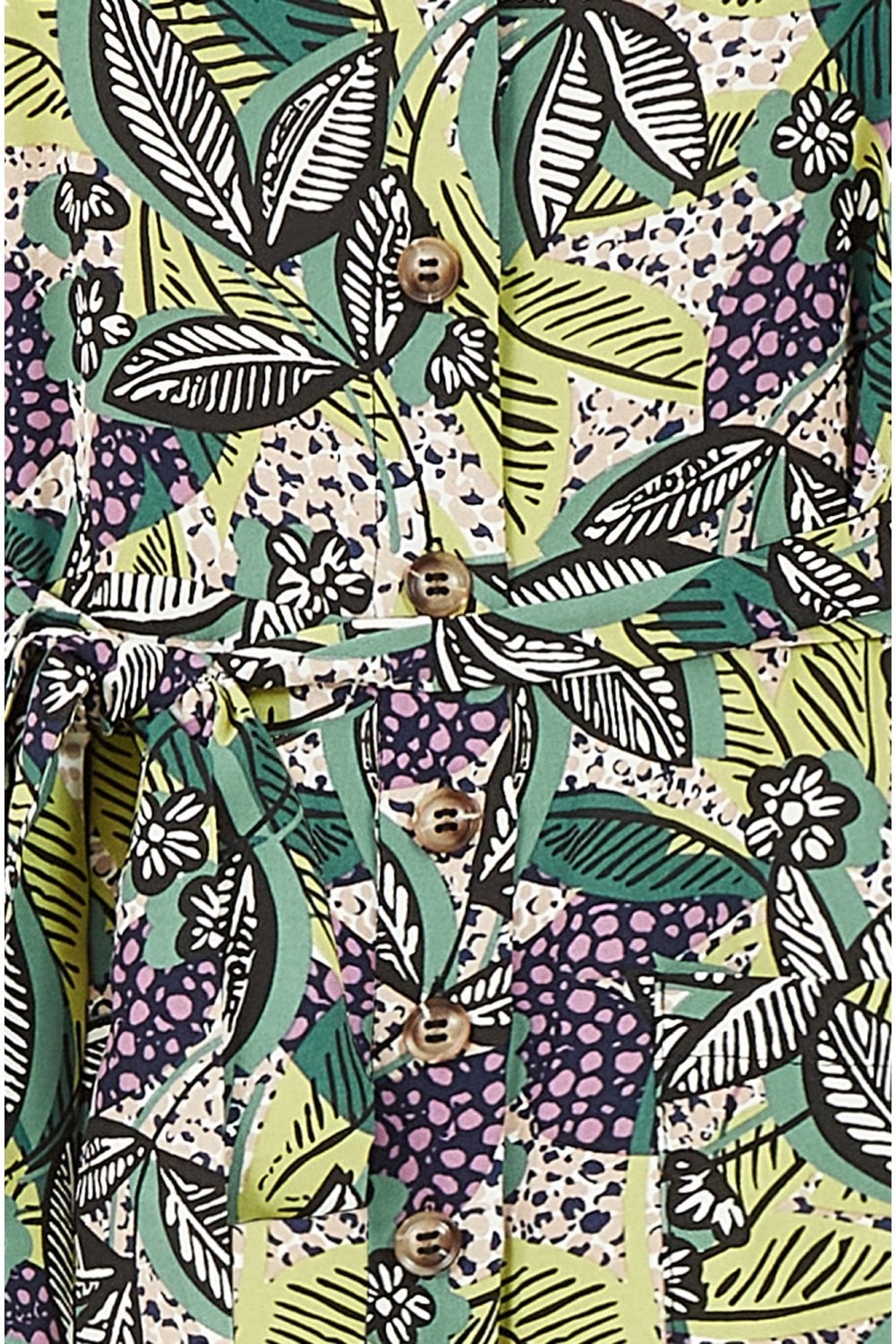 Yumi Green Leaf Print Jumpsuit Yumi