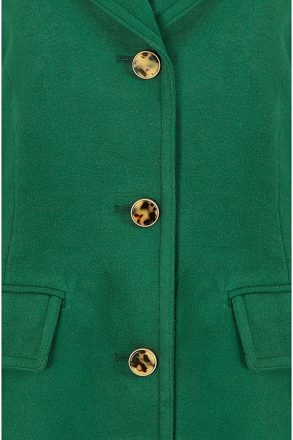 Yumi Green Military Button Through Coat Yumi