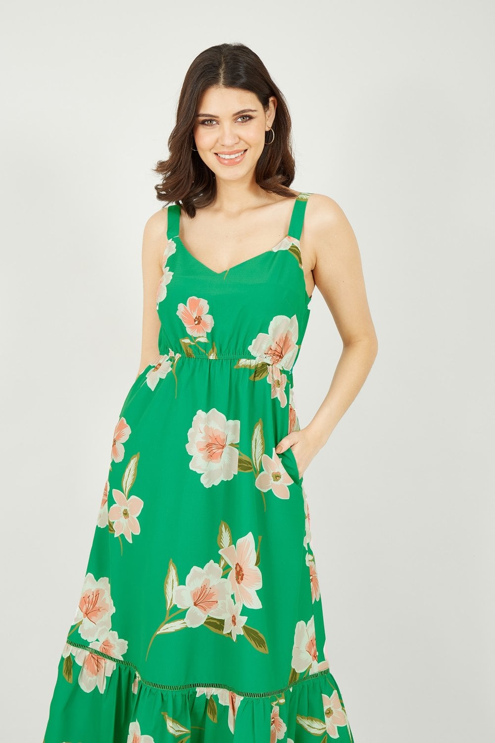 Yumi Green Oversized Floral Maxi Dress Yumi