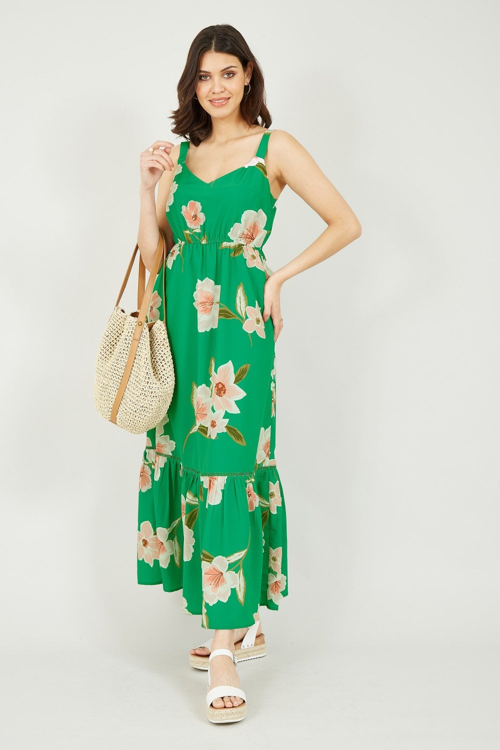 Yumi Green Oversized Floral Maxi Dress Yumi