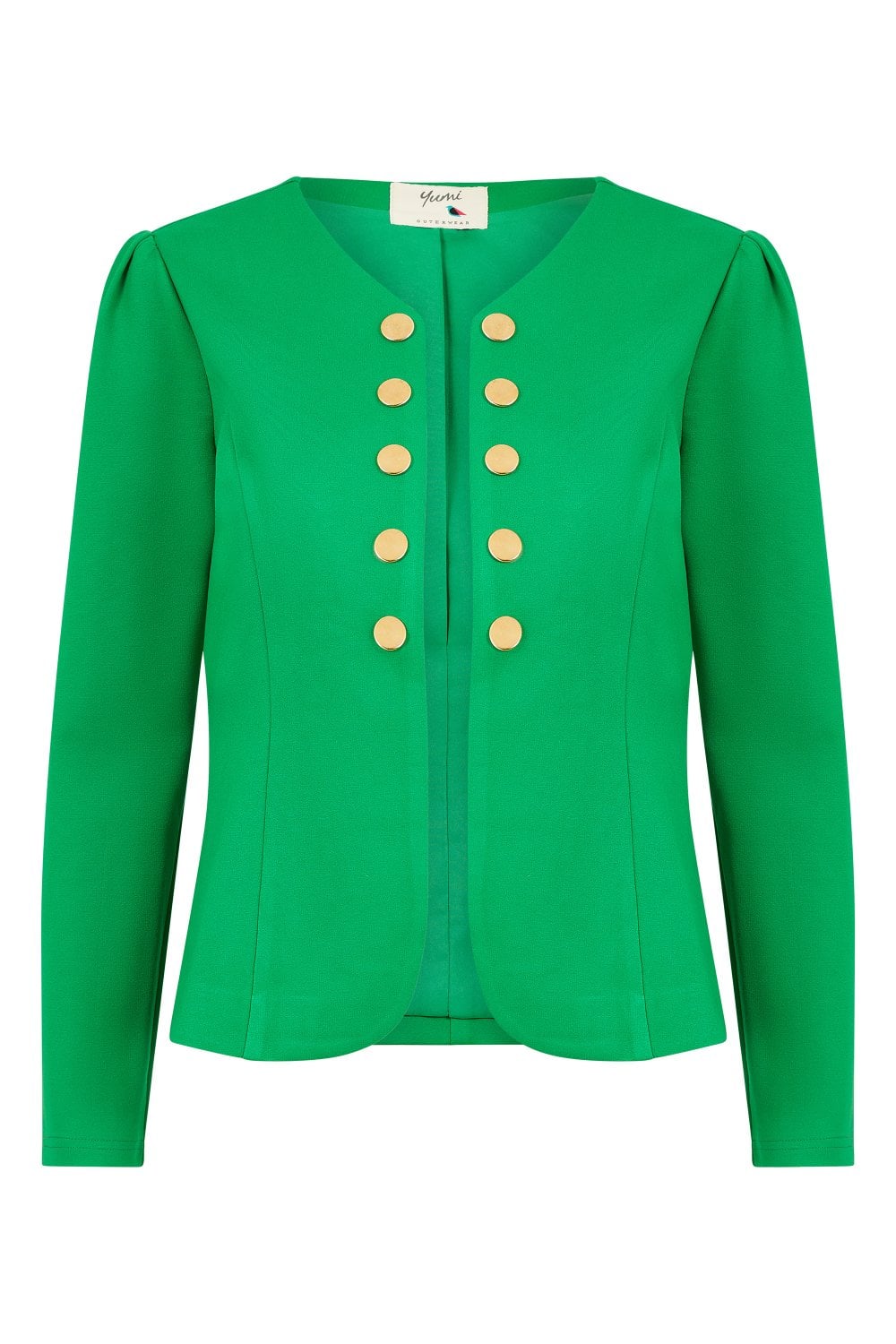 Yumi Green Ponte Jacket With Military Buttons Yumi