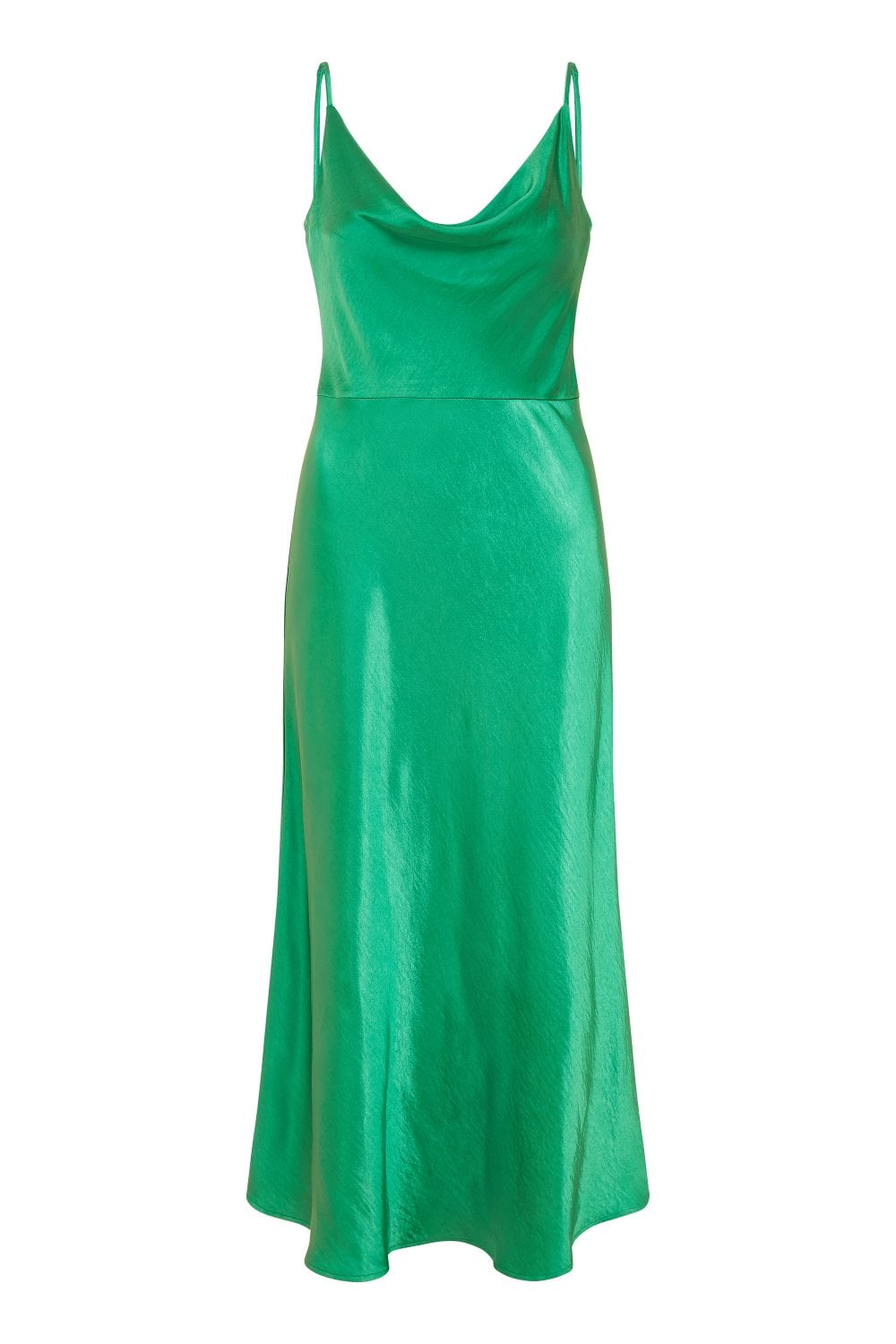 Yumi Green Satin Cowl Neck Slip Dress Yumi