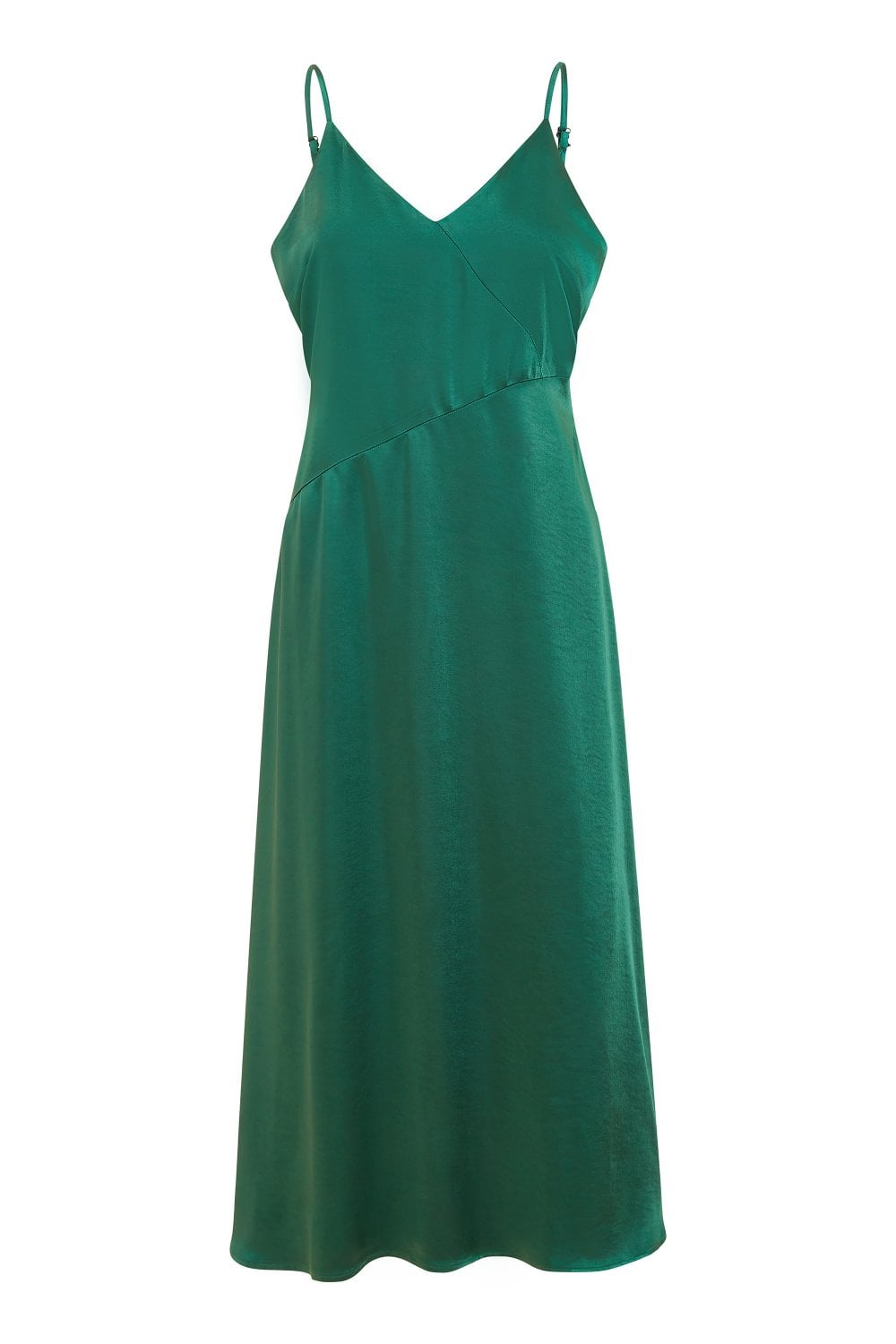 Yumi Green Satin Strappy Midi Dress Yumi