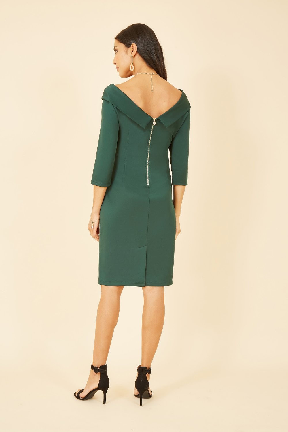 Yumi Green Scuba Fitted Wrap Dress Yumi