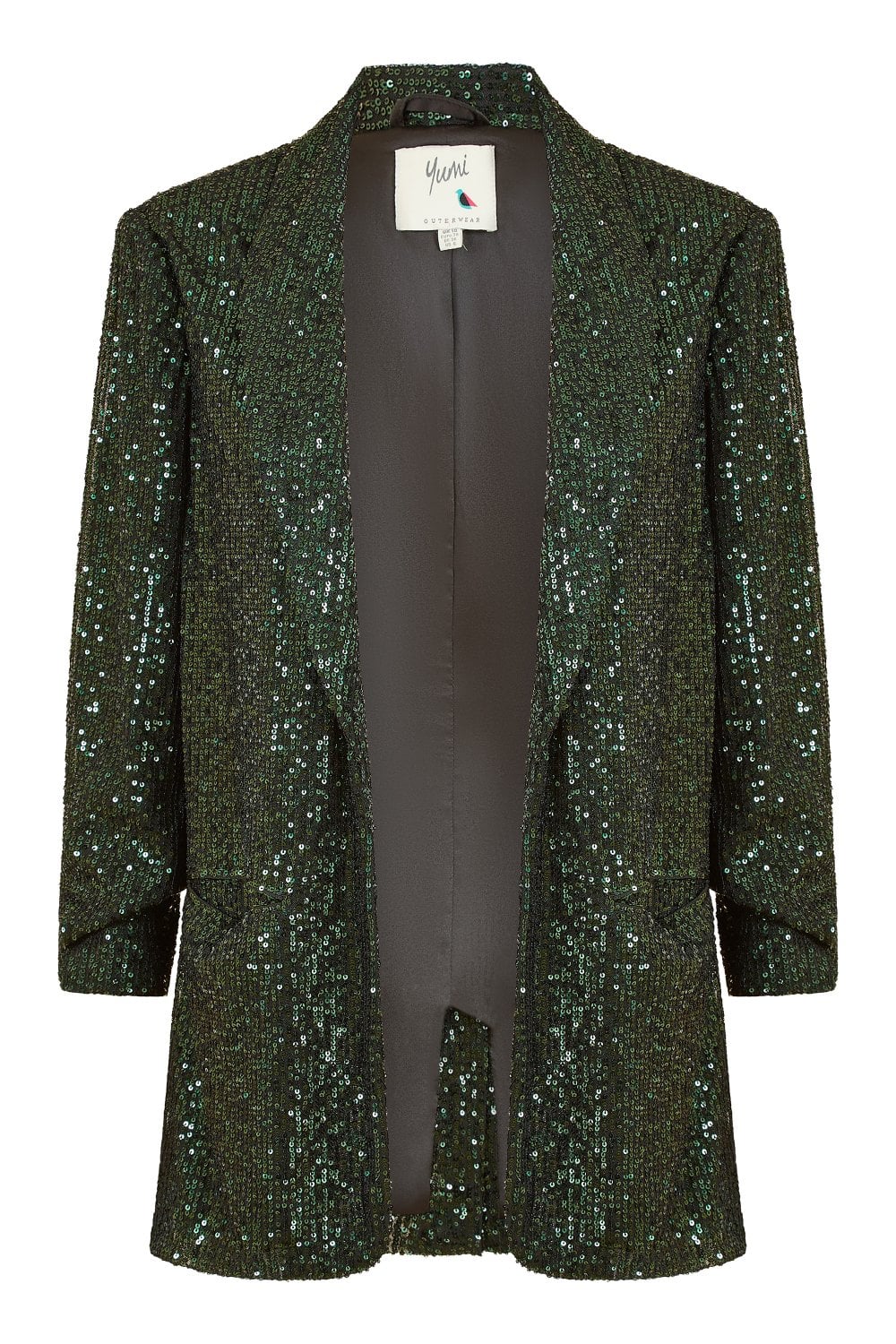 Yumi Green Sequin Blazer With Pockets Yumi