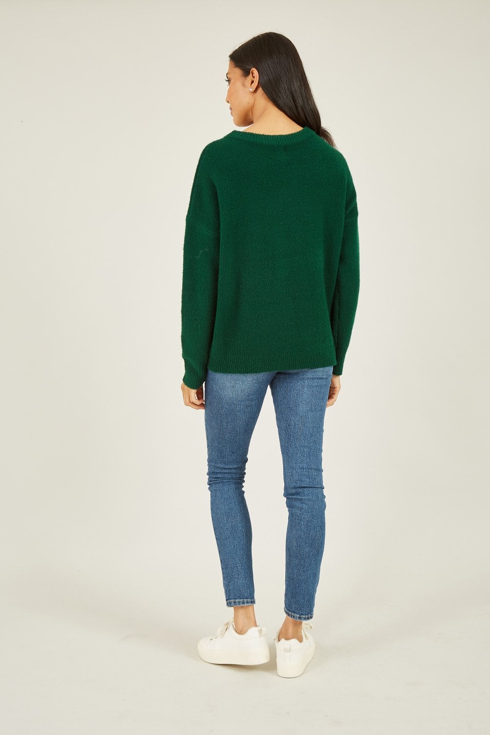 Yumi Green Sequin Bow Knitted Jumper Yumi