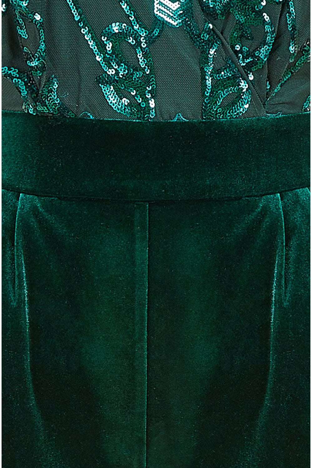 Yumi Green Sequin Embellished Velvet Jumpsuit With Angel Sleeves Yumi