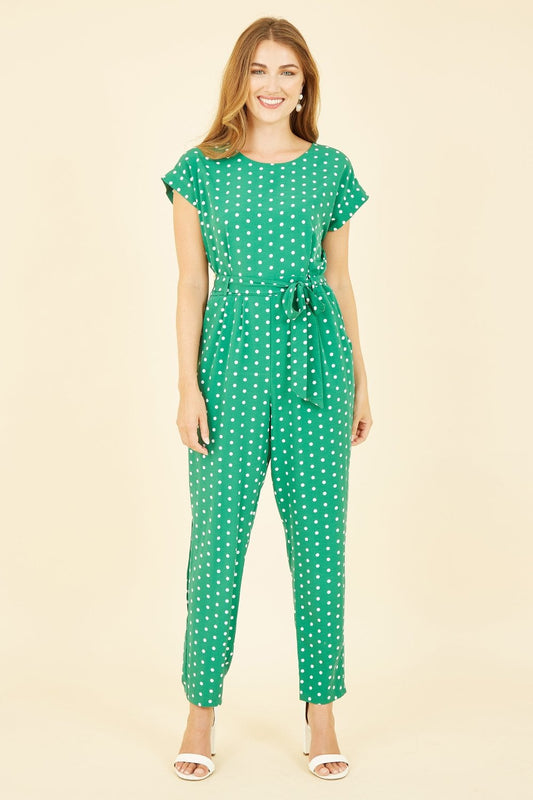 Yumi Green Spot Print Jumpsuit Yumi