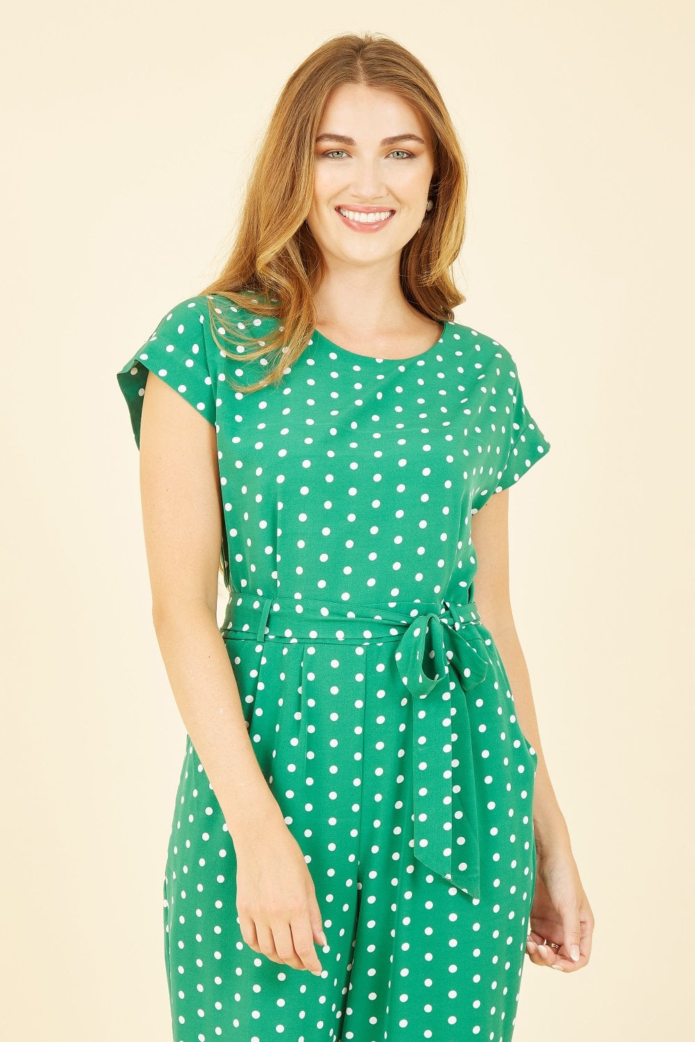 Yumi Green Spot Print Jumpsuit Yumi