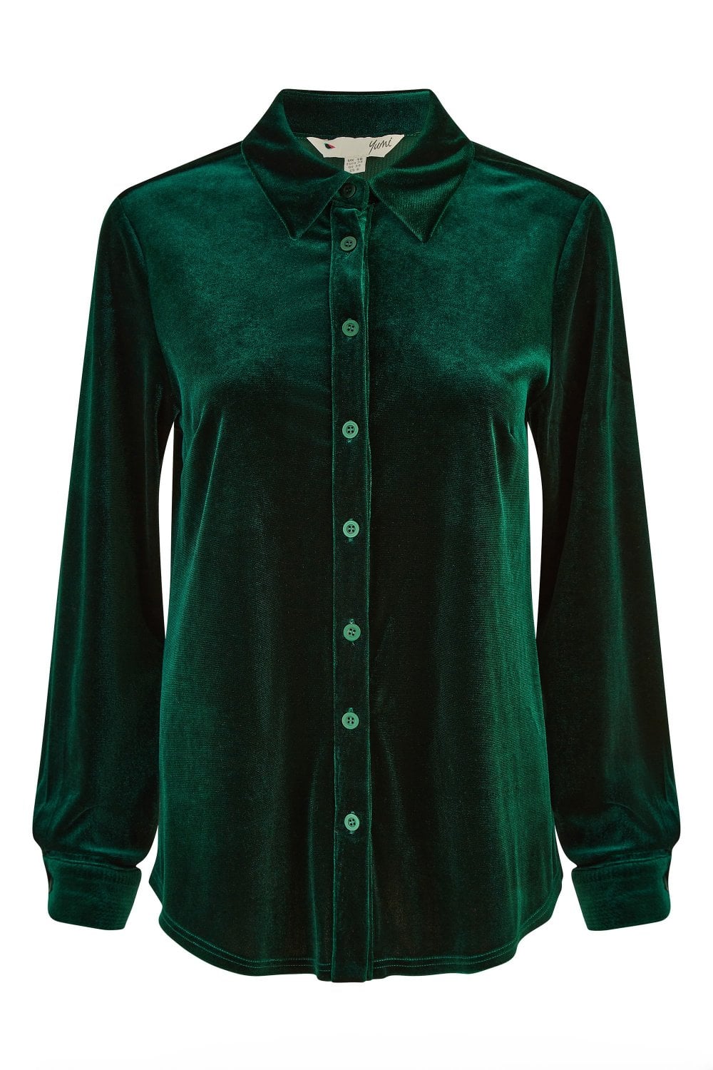 Yumi Green Velvet Relaxed Fit Shirt Yumi