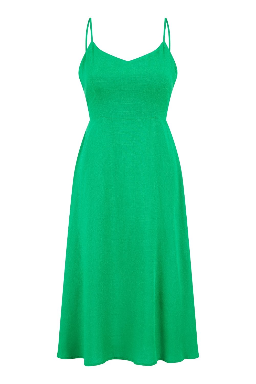 Yumi Green Viscose Tie Back Midi Sun Dress Yumi