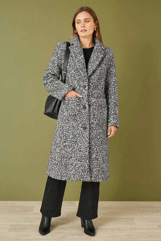 Yumi Grey Boucle Long Line Coat Yumi