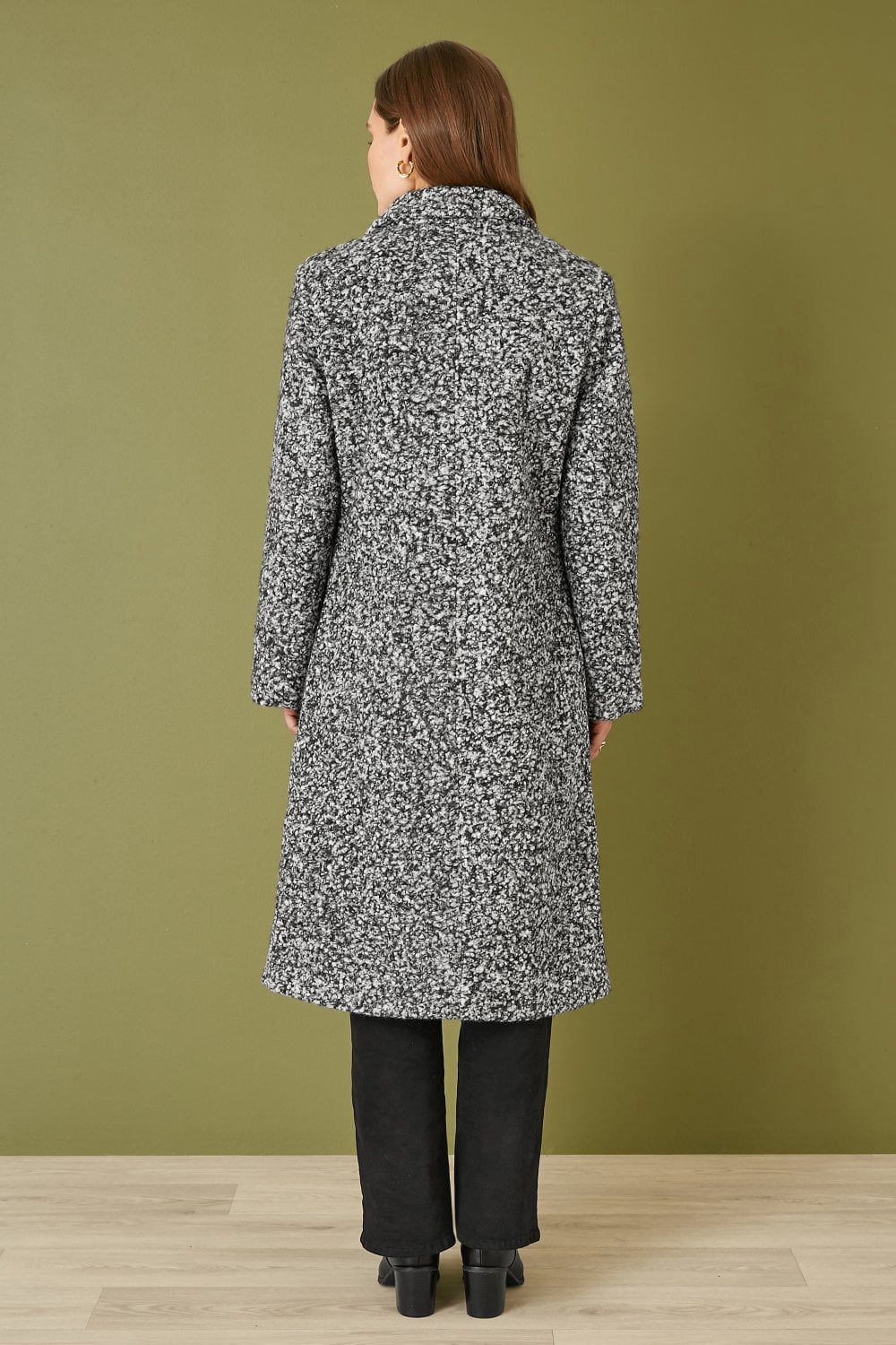 Yumi Grey Boucle Long Line Coat Yumi