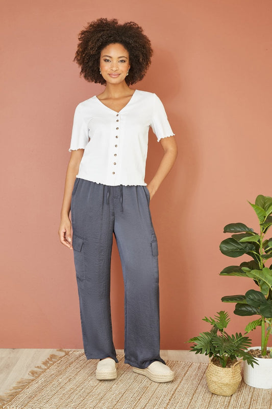 Yumi Grey Cargo Trousers Yumi