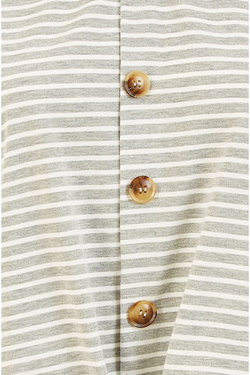 Yumi Grey Striped Jersey Button Detail Top Yumi