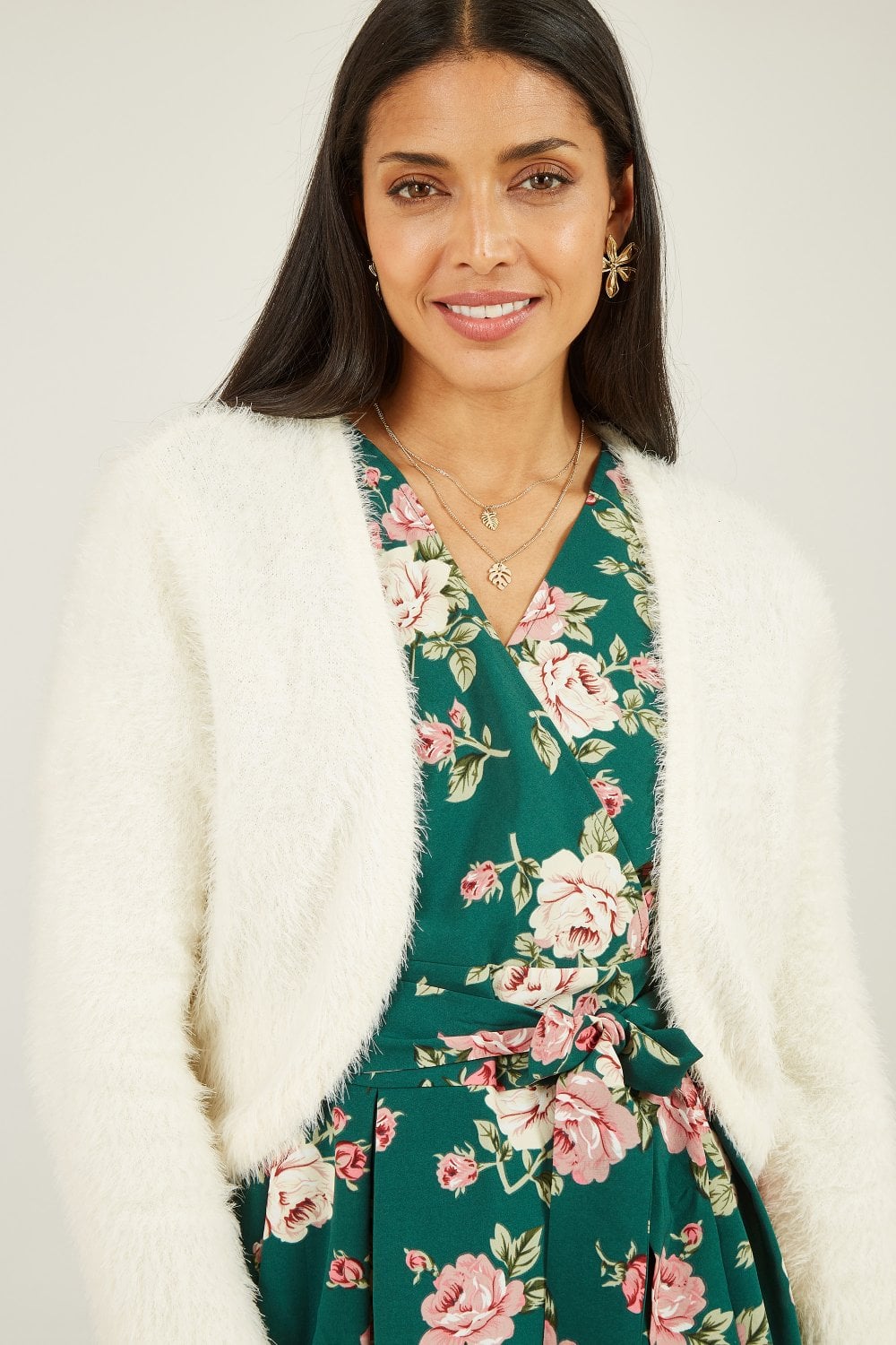 Yumi Ivory Eyelash Knit Bolero Yumi