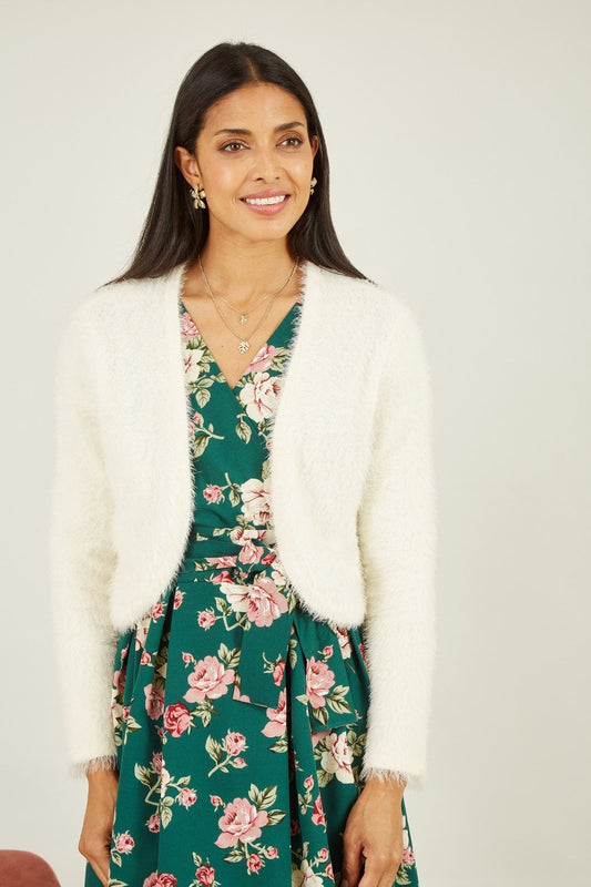 Yumi Ivory Eyelash Knit Bolero Yumi