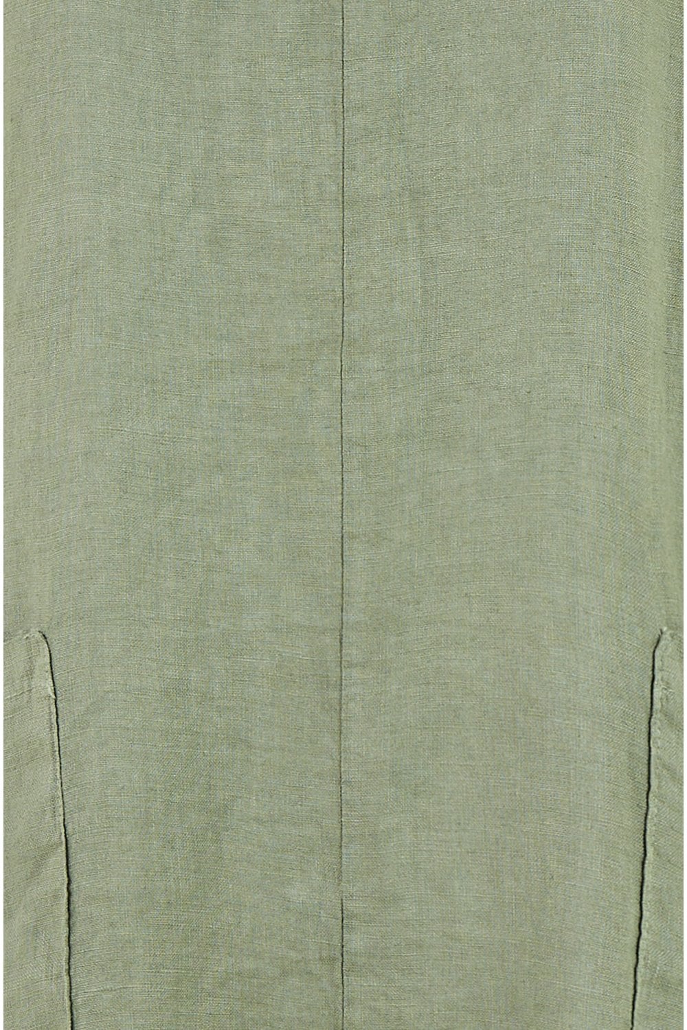 Yumi Khaki Italian Linen Tunic With Front Pockets Yumi