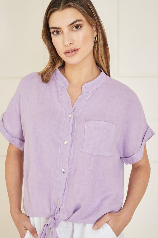 Yumi Lilac Italian Linen Shirt Yumi