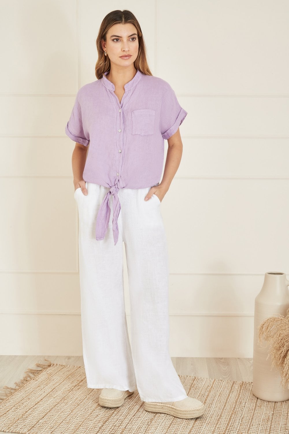 Yumi Lilac Italian Linen Shirt Yumi