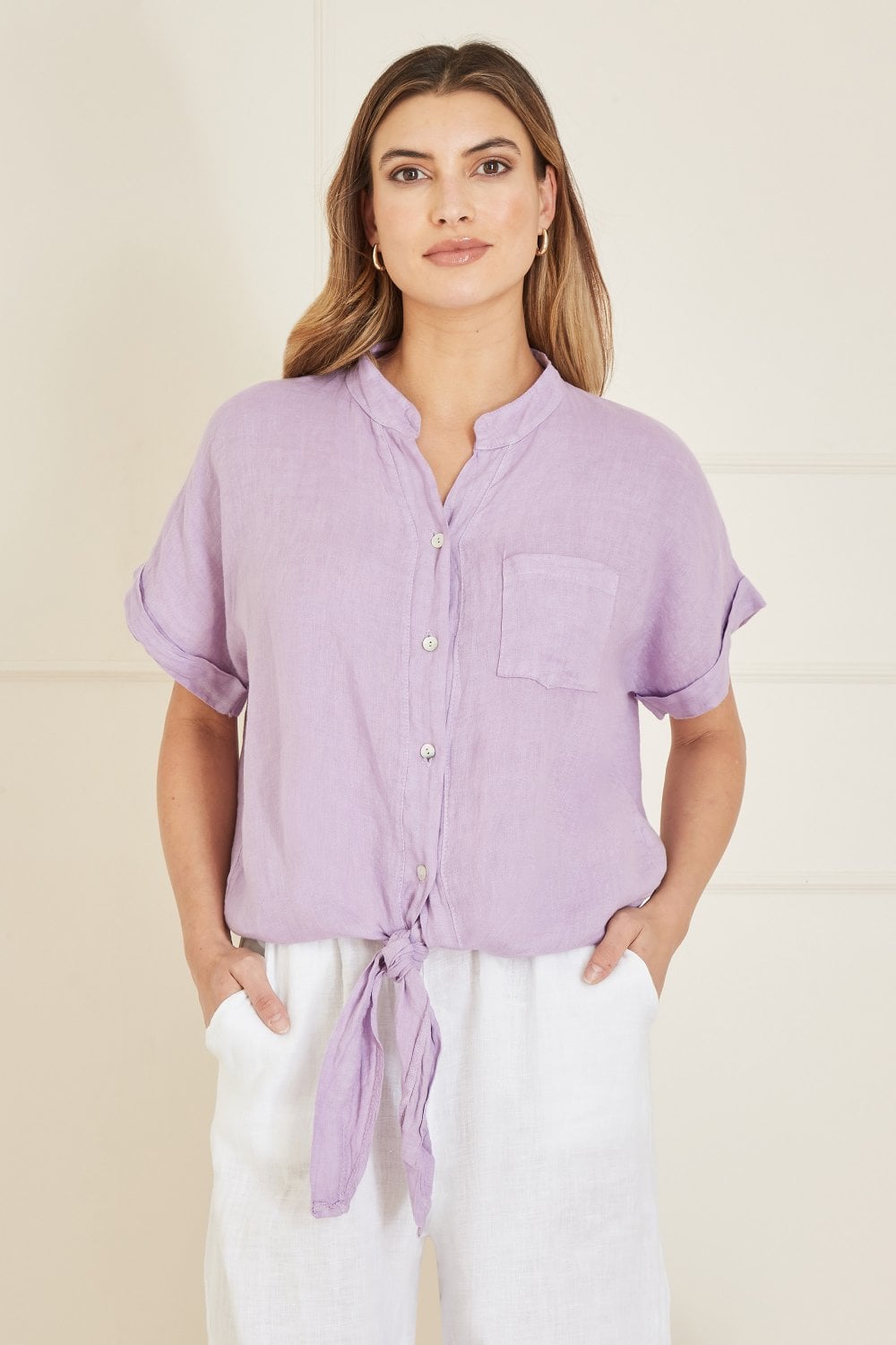 Yumi Lilac Italian Linen Shirt Yumi