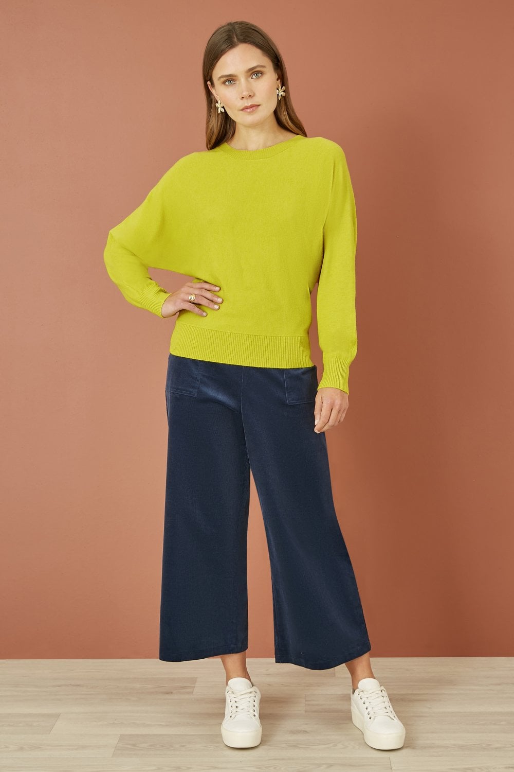 Yumi Lime Knitted Batwing Jumper Yumi