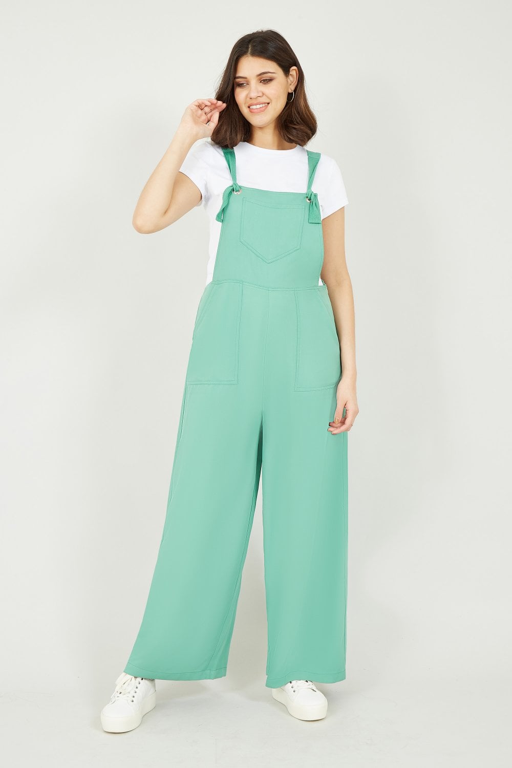 Yumi Mint Green Pocket Dungarees Yumi