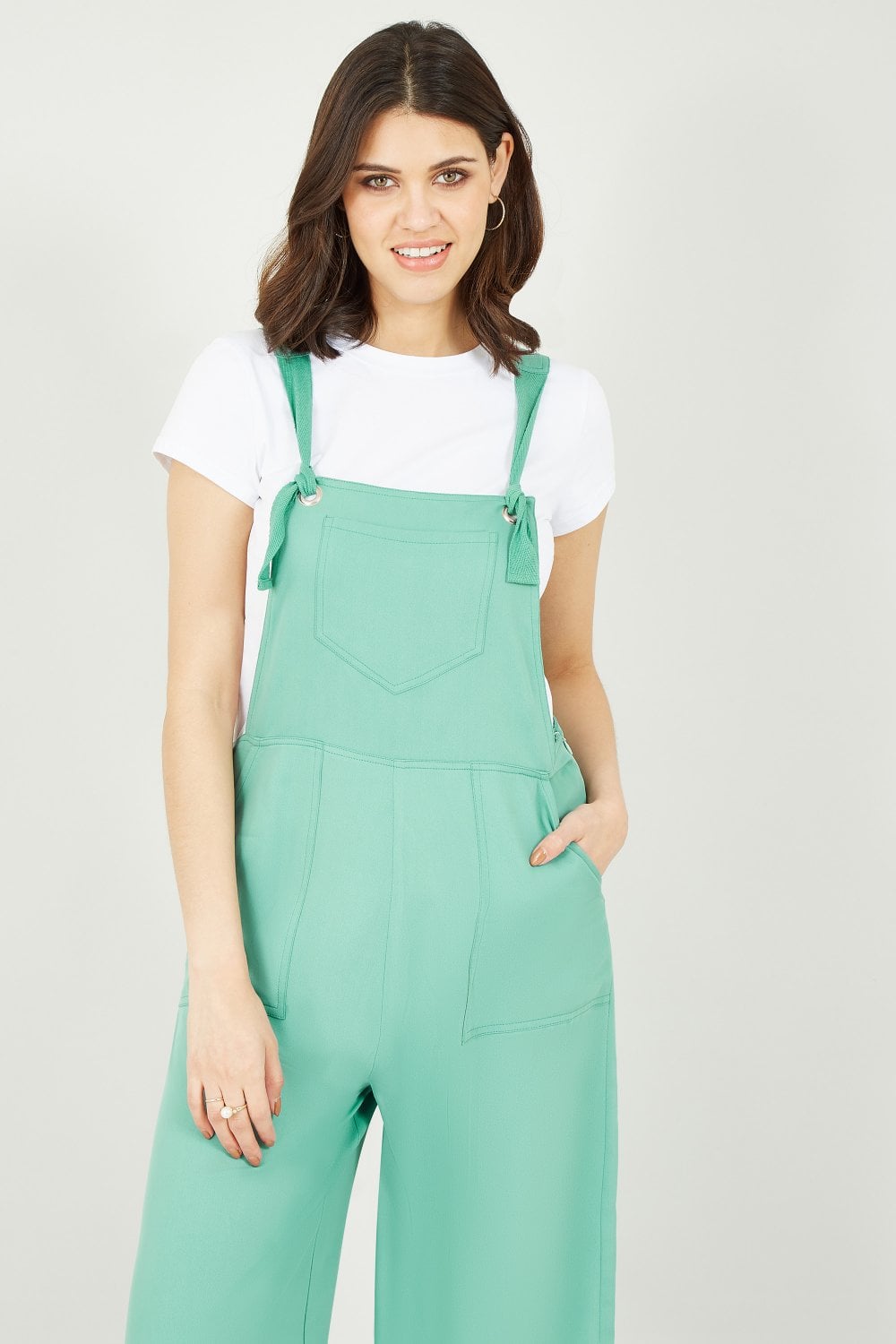 Yumi Mint Green Pocket Dungarees Yumi