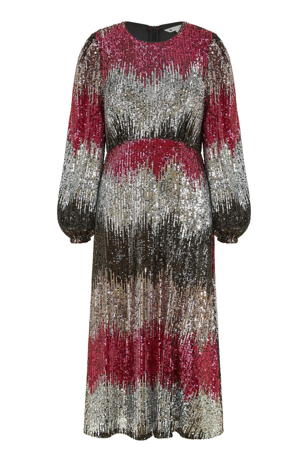 Yumi Multicolour Sequin Ombre Long Sleeve Midi Dress Yumi