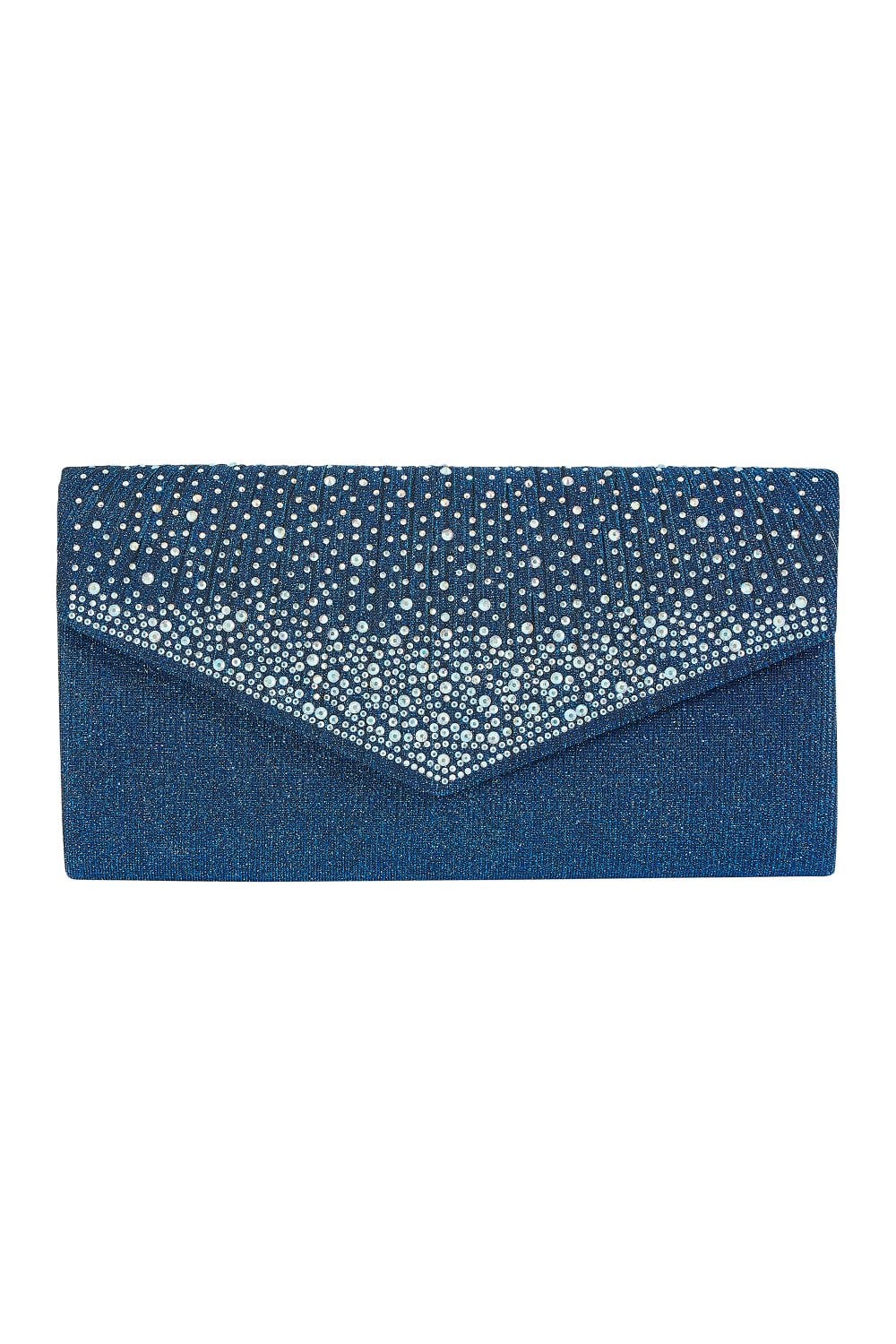 Yumi Navy All Over Sparkle Envelope Clutch Bag Yumi