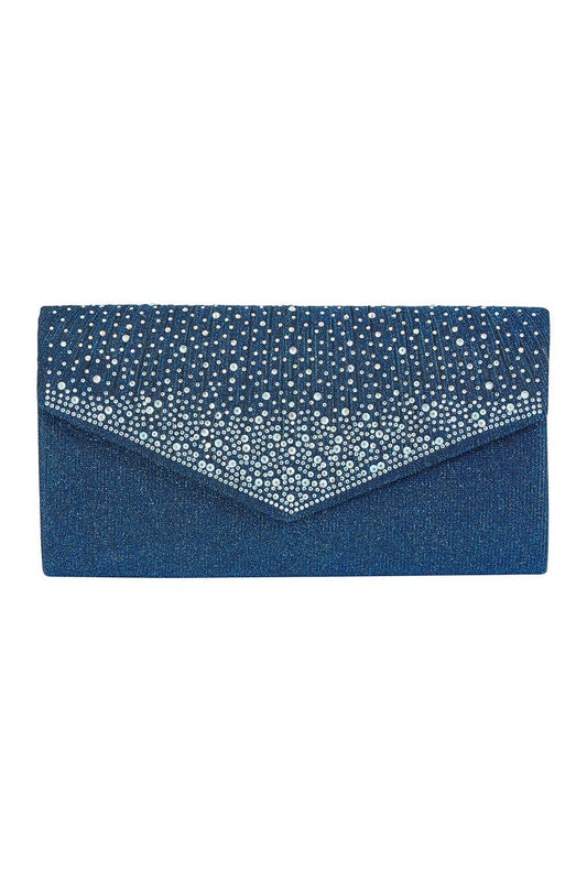 Yumi Navy All Over Sparkle Envelope Clutch Bag Yumi