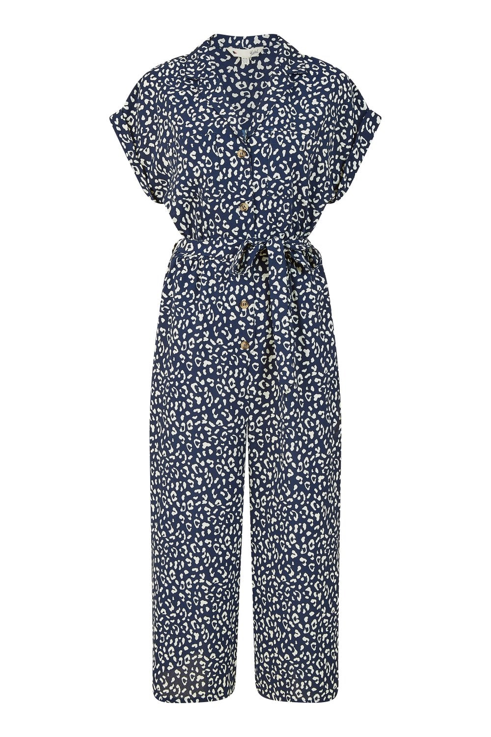 Navy Animal Print Drop Sleeve Relaxed Jumpsuit Yumi