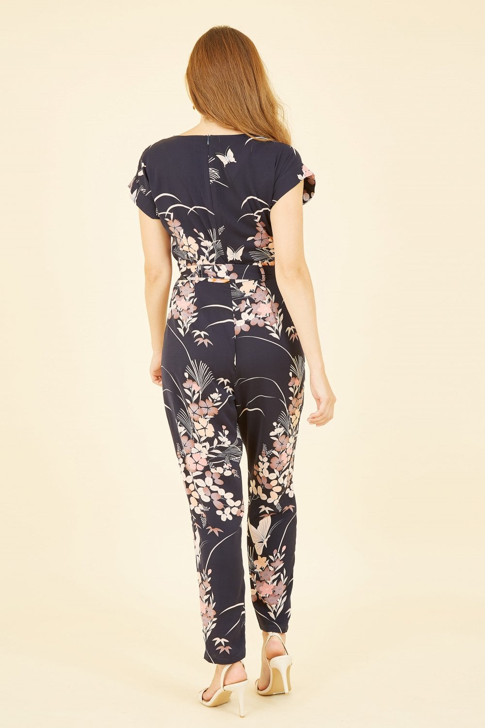 Yumi Navy Butterfly Print Jumpsuit Yumi