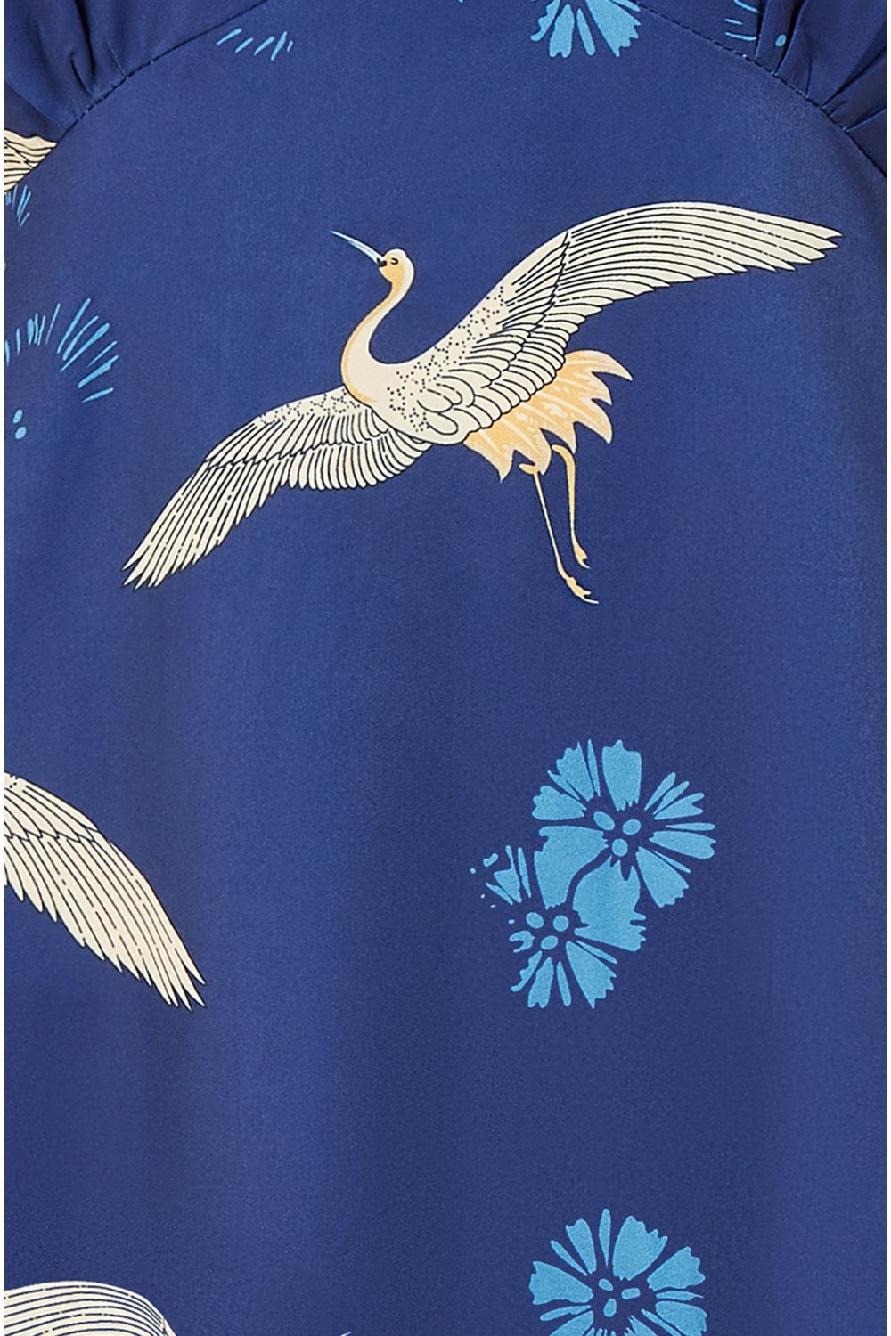 Yumi Navy Satin Crane Print Kimono Yumi