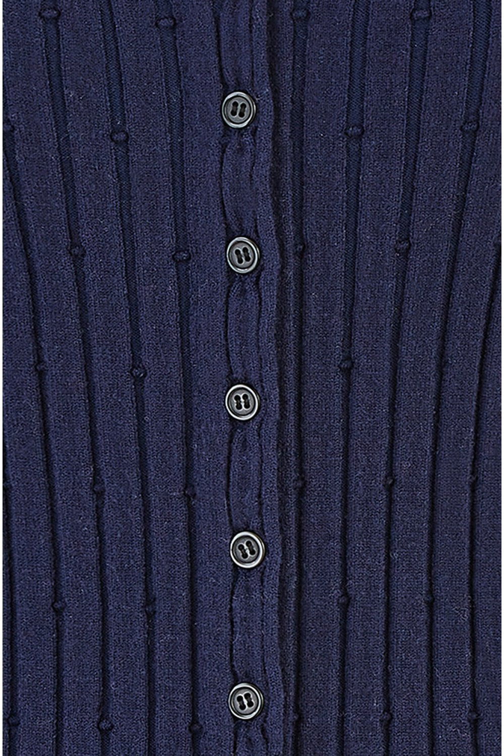 Yumi Navy Fitted Rib Button Up Cardigan Yumi