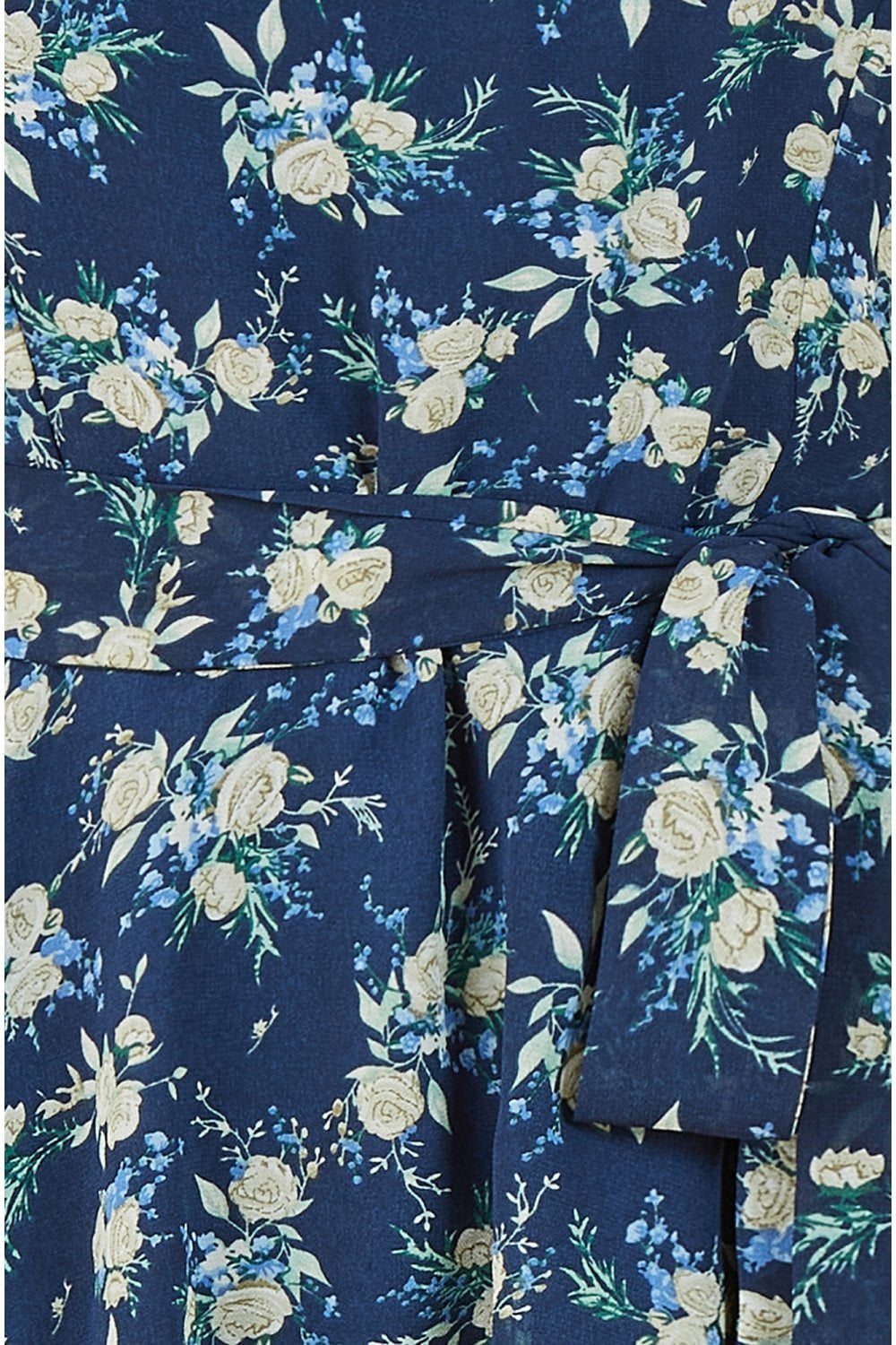 Yumi Navy Floral Frill Layer Midi Dress Yumi