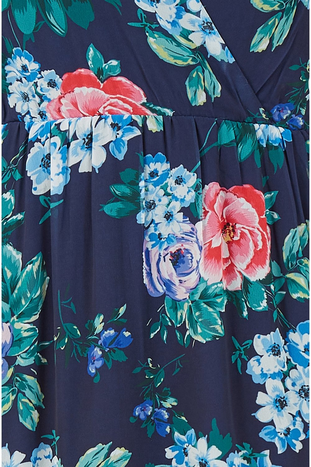 Yumi Navy Floral Wrap Midi Dress With Tiered Hem Yumi