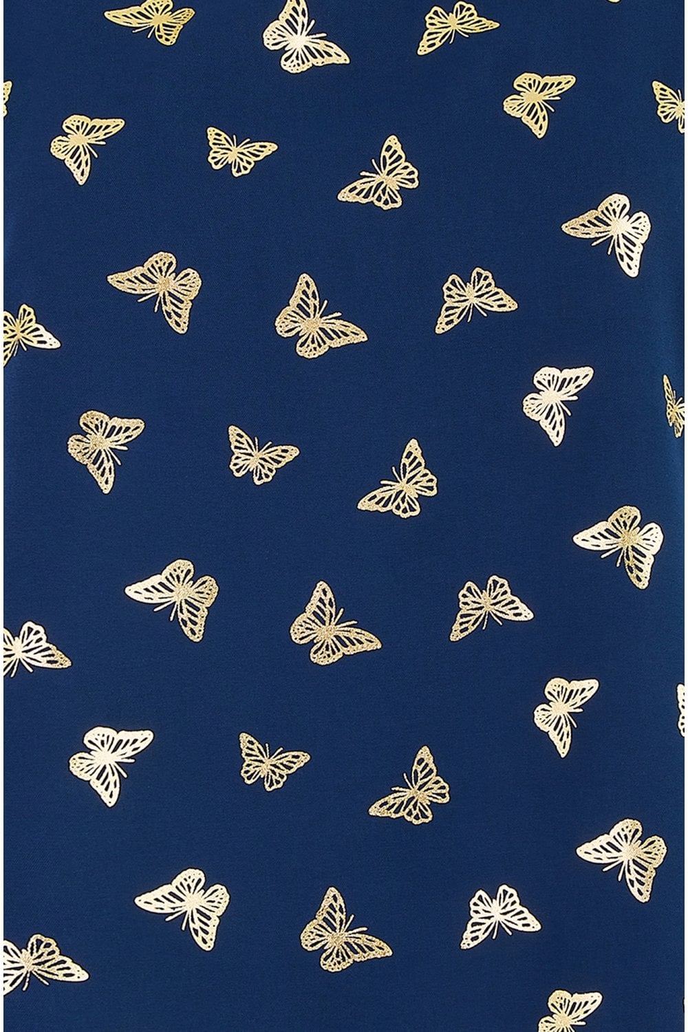 Yumi Navy Foil Butterfly Print Top Yumi