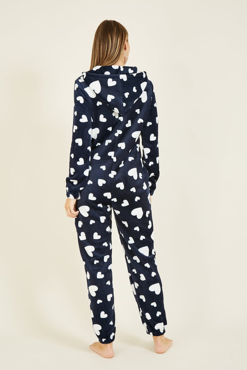 Yumi Navy Heart Super Soft Onesie With Pockets Yumi