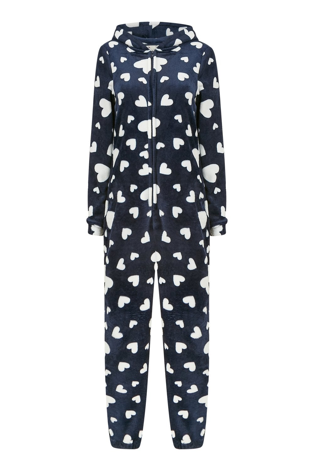 Yumi Navy Heart Super Soft Onesie With Pockets Yumi