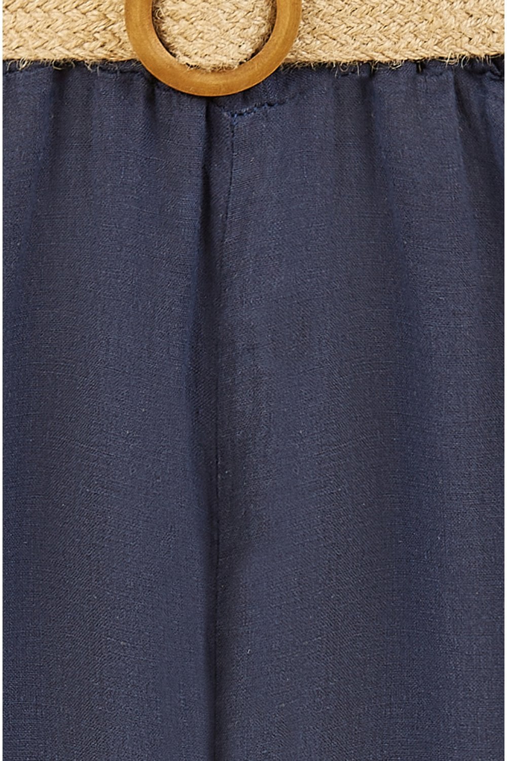 Yumi Navy Italian Linen Wide Leg Trousers With Belt Yumi